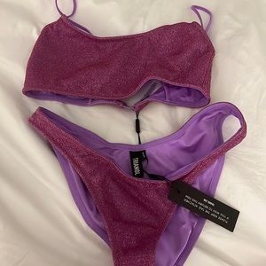 BRAND NEW WITH TAGS purple sparkle triangl swimsuit(mica chee sparkle)